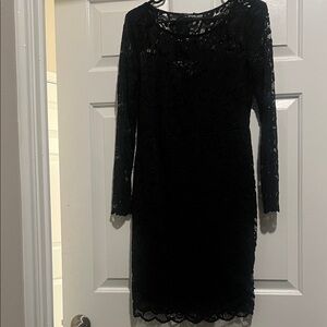 Ambiance Black Long Sleeve Lace Dress